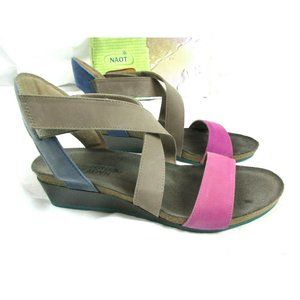 Naot Leather Cross Strap Wedge Sandal Vixen Multi